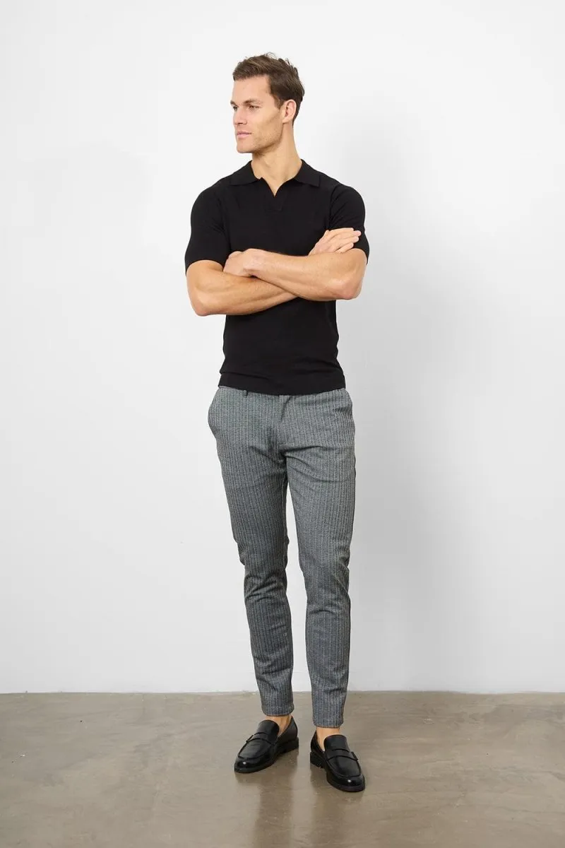 Herringbone Stripe Pants in Dark Grey
