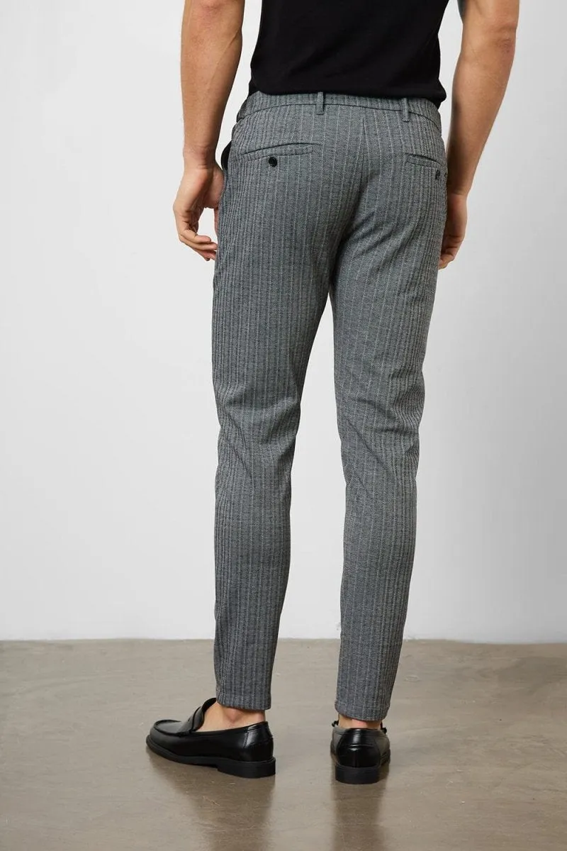 Herringbone Stripe Pants in Dark Grey