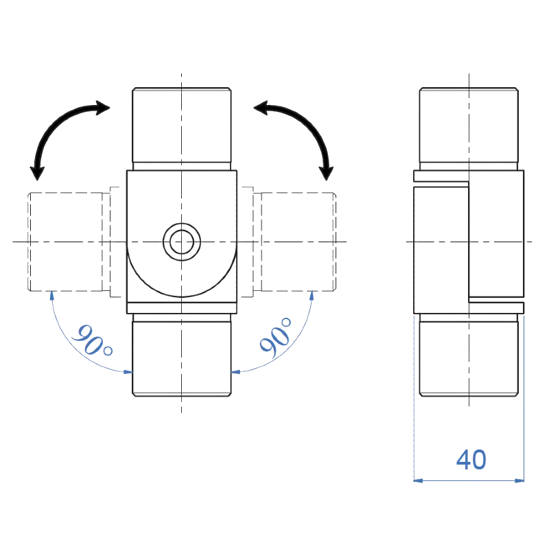 Inox Black Cube System Pivotable Connector