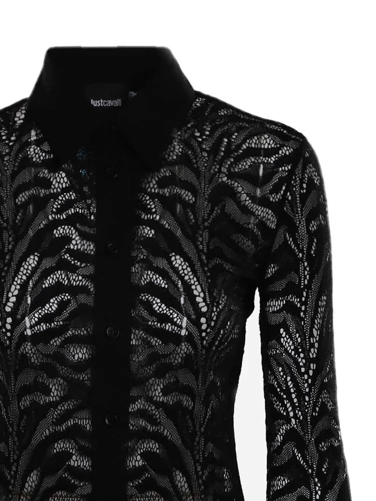 Just Cavalli Lace Detailed Long-Sleeved Shirt