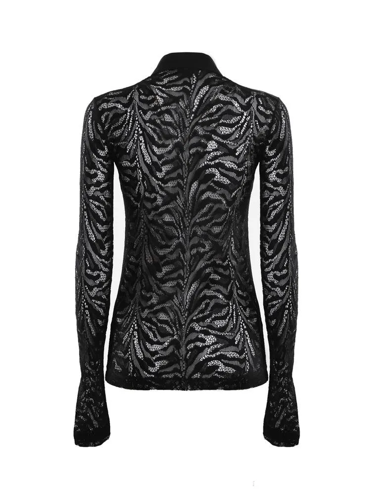 Just Cavalli Lace Detailed Long-Sleeved Shirt