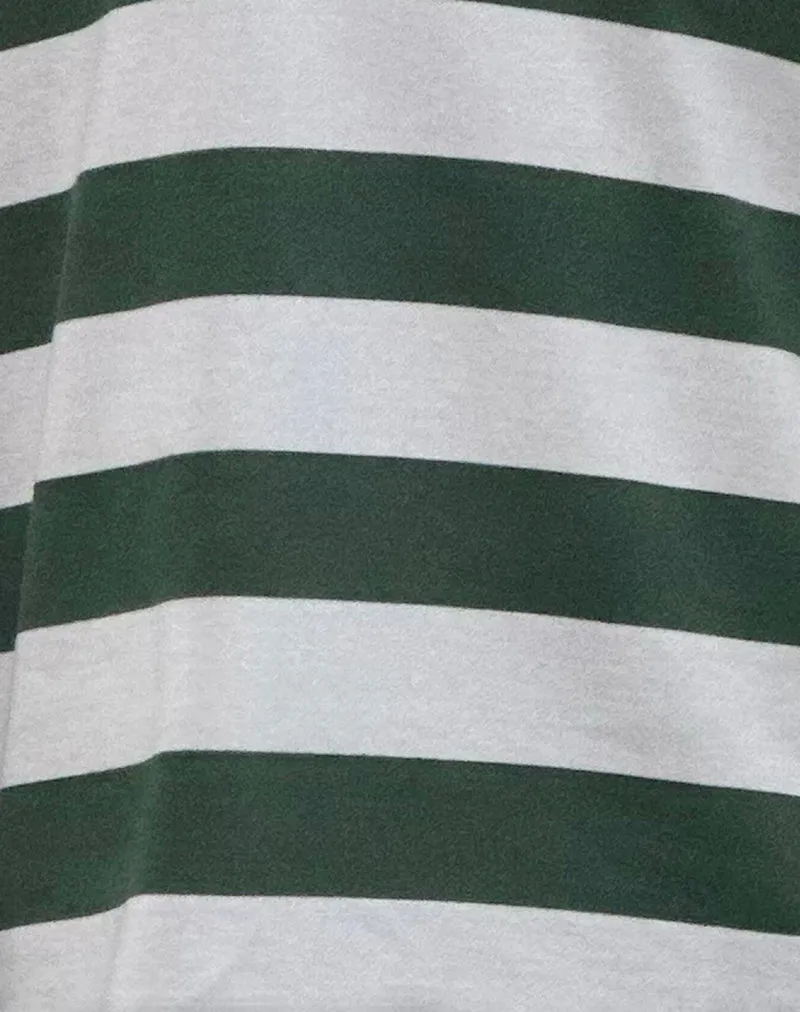 Kumara Rugby Shirt in Green. Khaki and White
