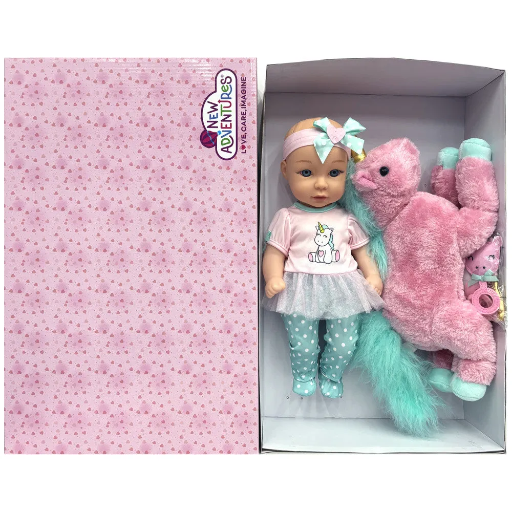 Little Darlings 15-Inch Unicorn Dream Baby Doll Set with Plush Companion