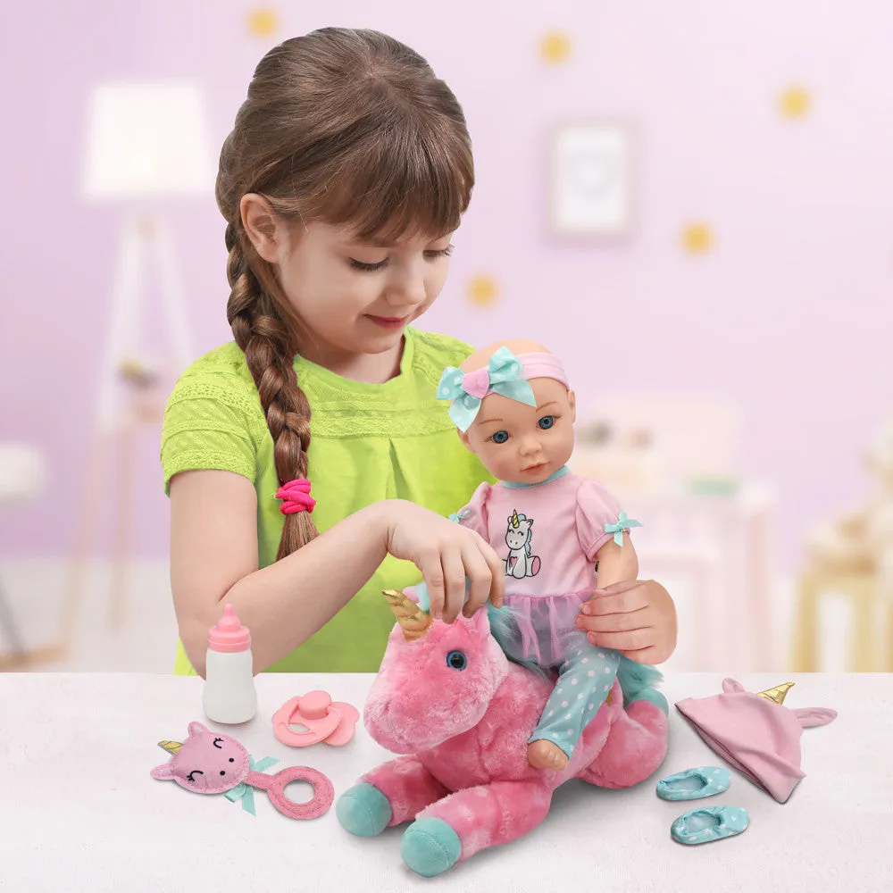 Little Darlings 15-Inch Unicorn Dream Baby Doll Set with Plush Companion