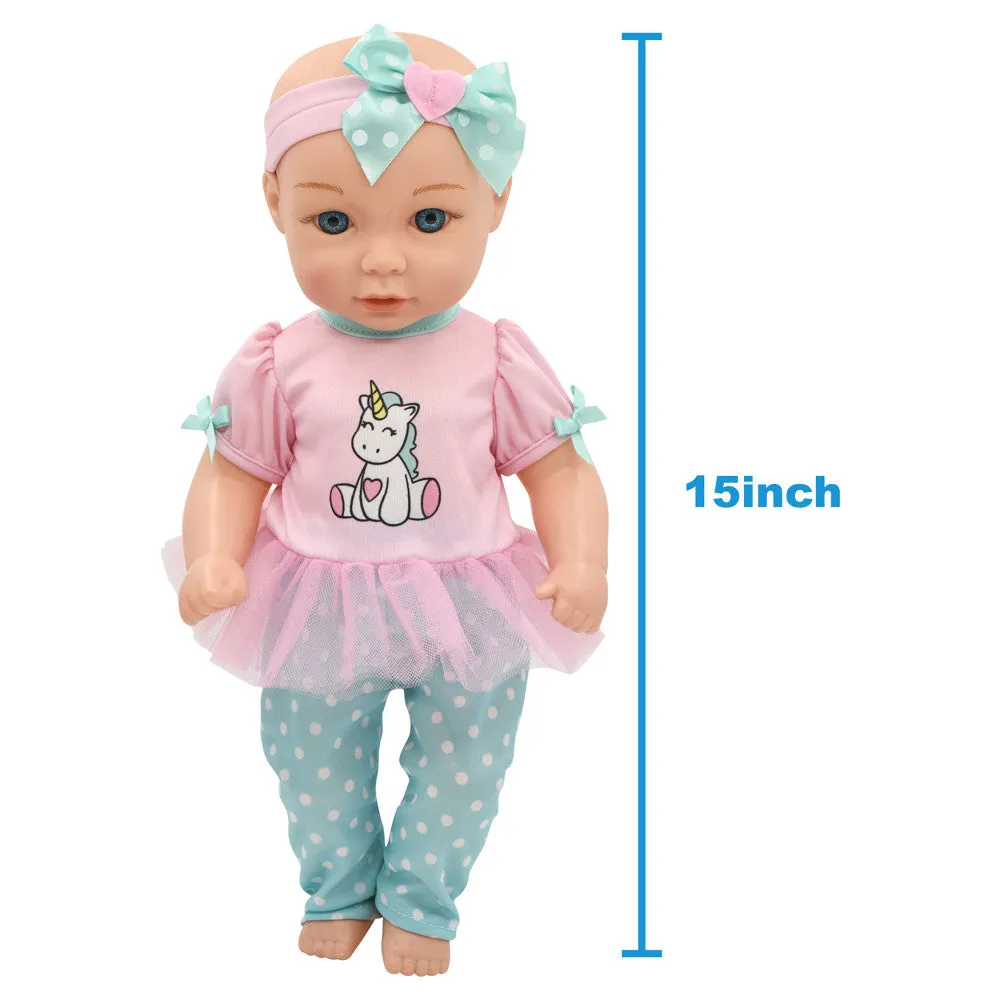 Little Darlings 15-Inch Unicorn Dream Baby Doll Set with Plush Companion