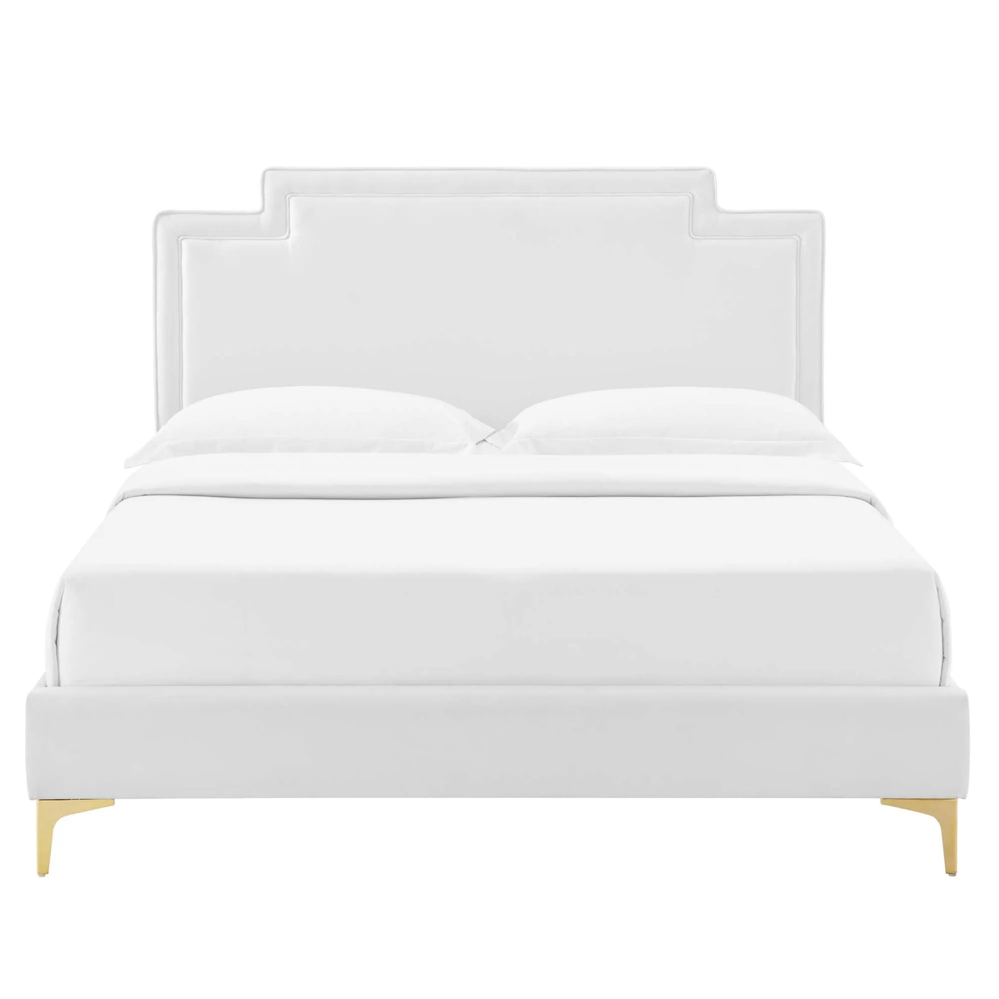 Liva Performance Velvet Bed With Gold Metal Legs by Modway