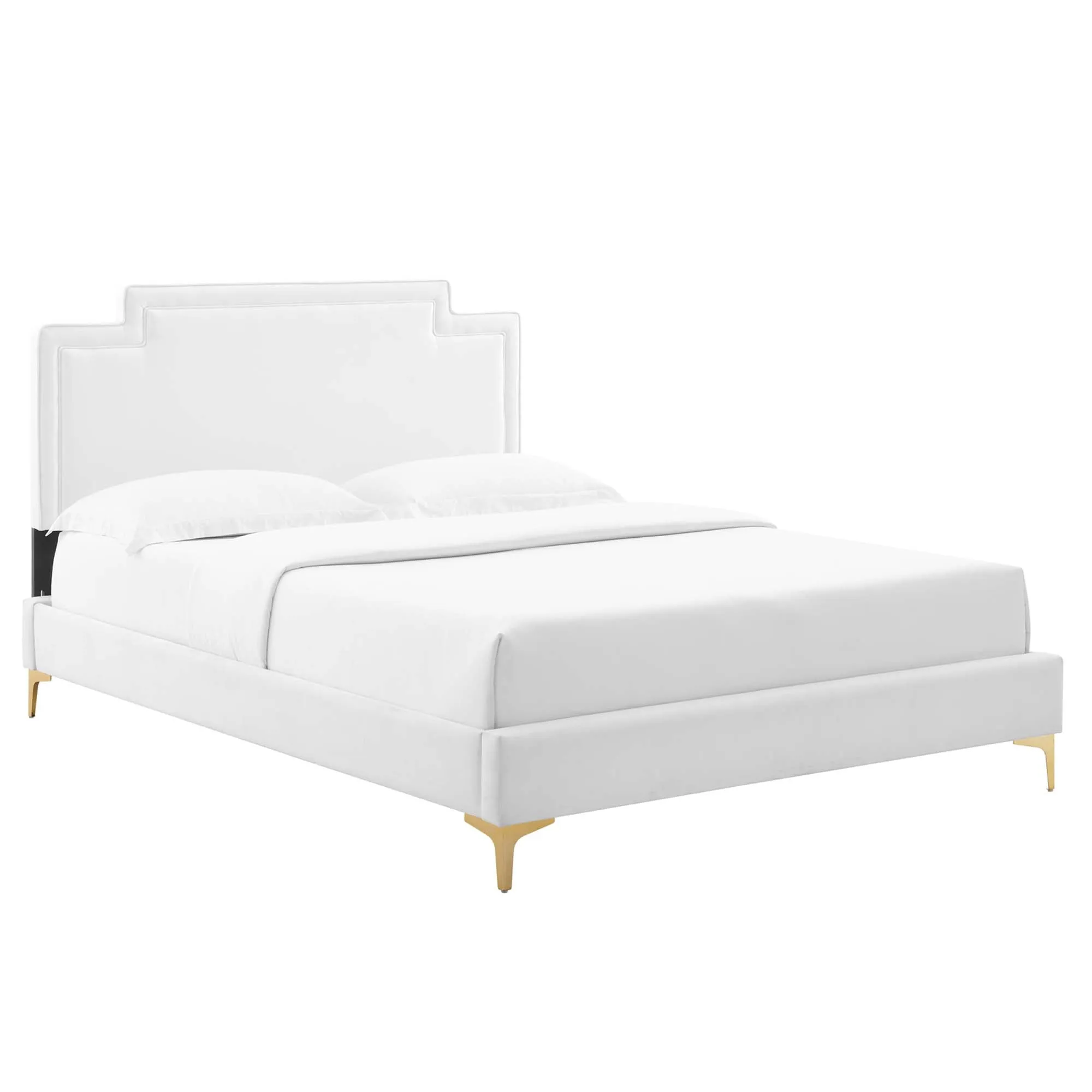 Liva Performance Velvet Bed With Gold Metal Legs by Modway