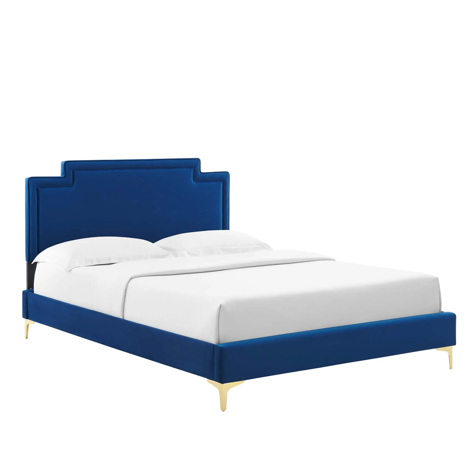 Liva Performance Velvet Bed With Gold Metal Legs by Modway