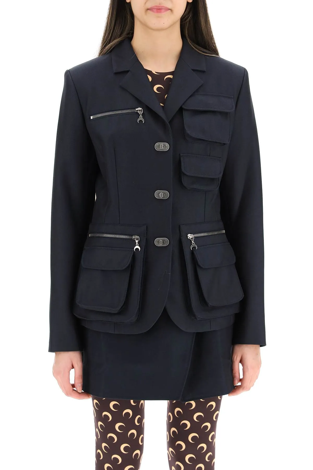Marine Serre Pocket Detailed Buttoned Jacket