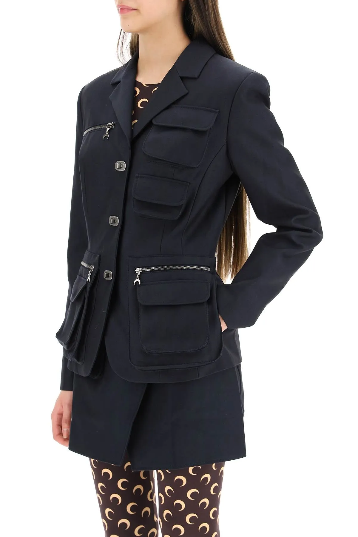 Marine Serre Pocket Detailed Buttoned Jacket