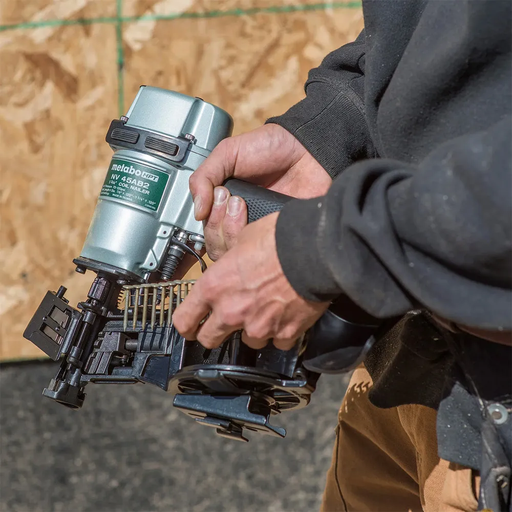 Metabo HPT KNV45AB2M Pro Bundle 1-3/4" Coil Roffing Nailer and impact Kit