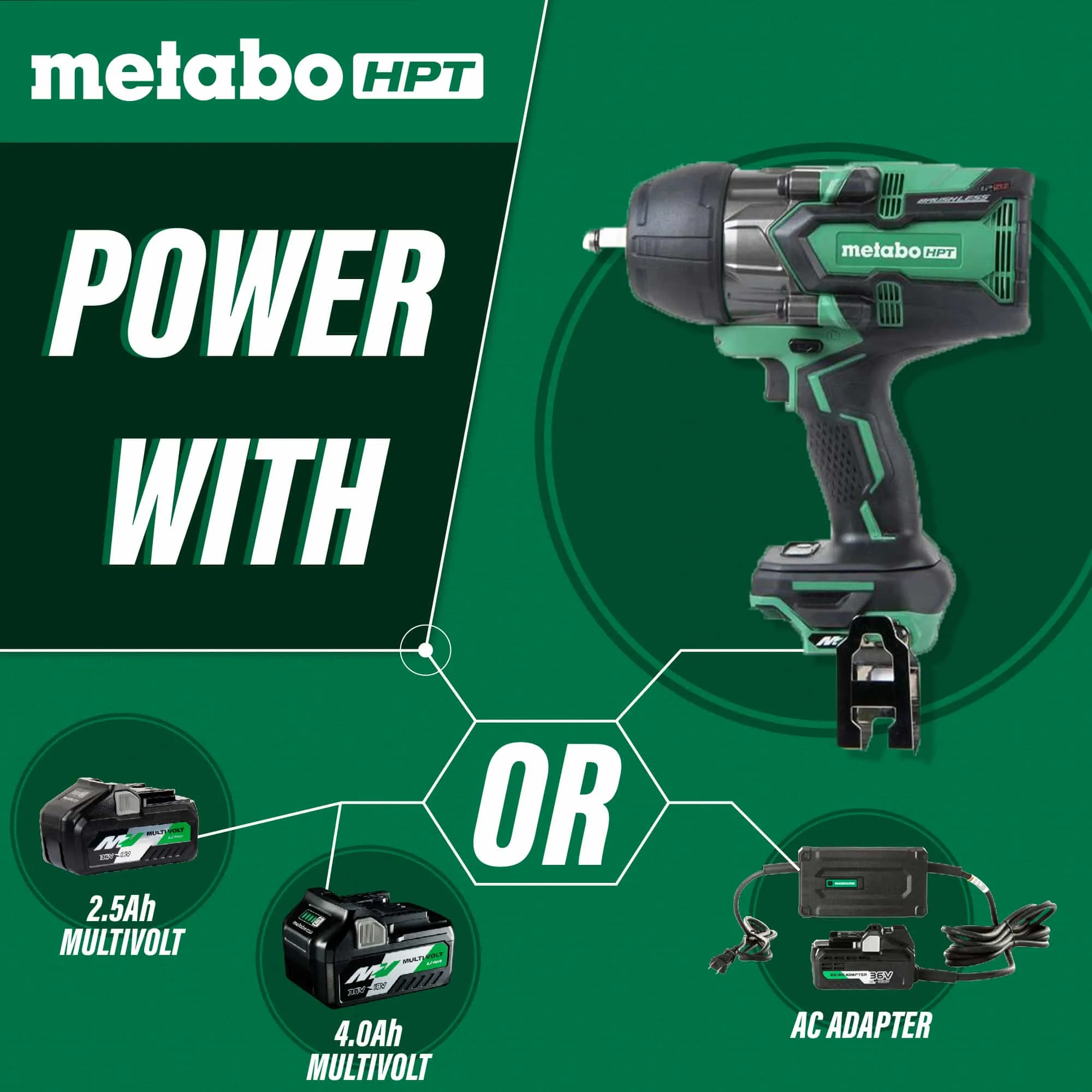Metabo HPT WR36DBQ4 36V 1/2" Cordless Li-Ion Impact Wrench  - Bare Tool
