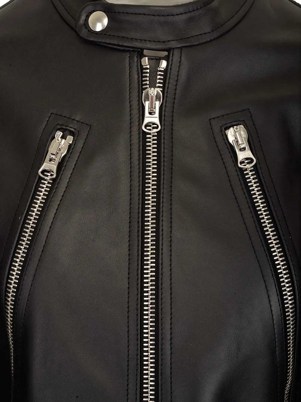 MM6 Maison Margiela Zip Detailed Biker Jacket
