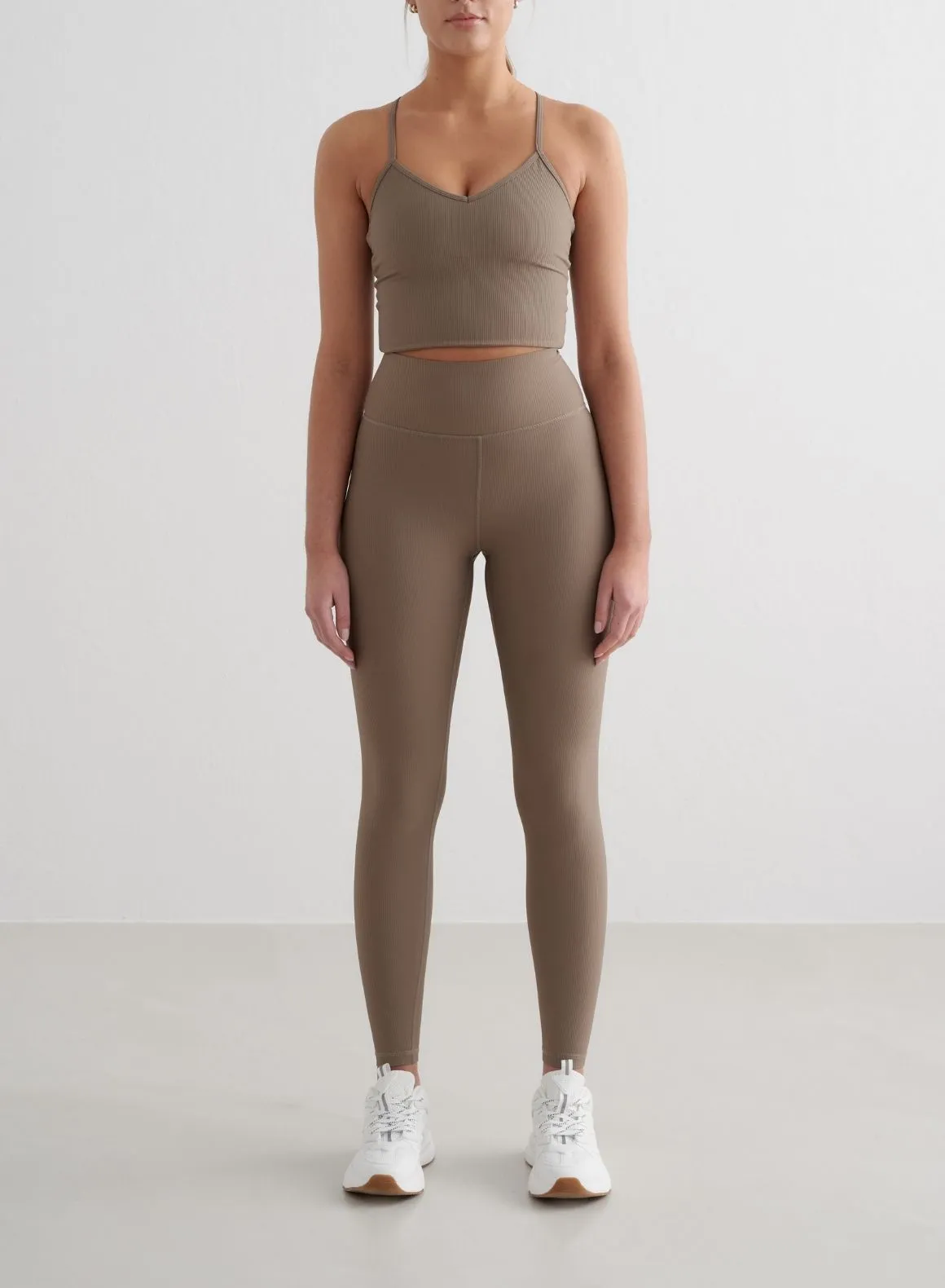 Nougat Ribbed Performance Bralette
