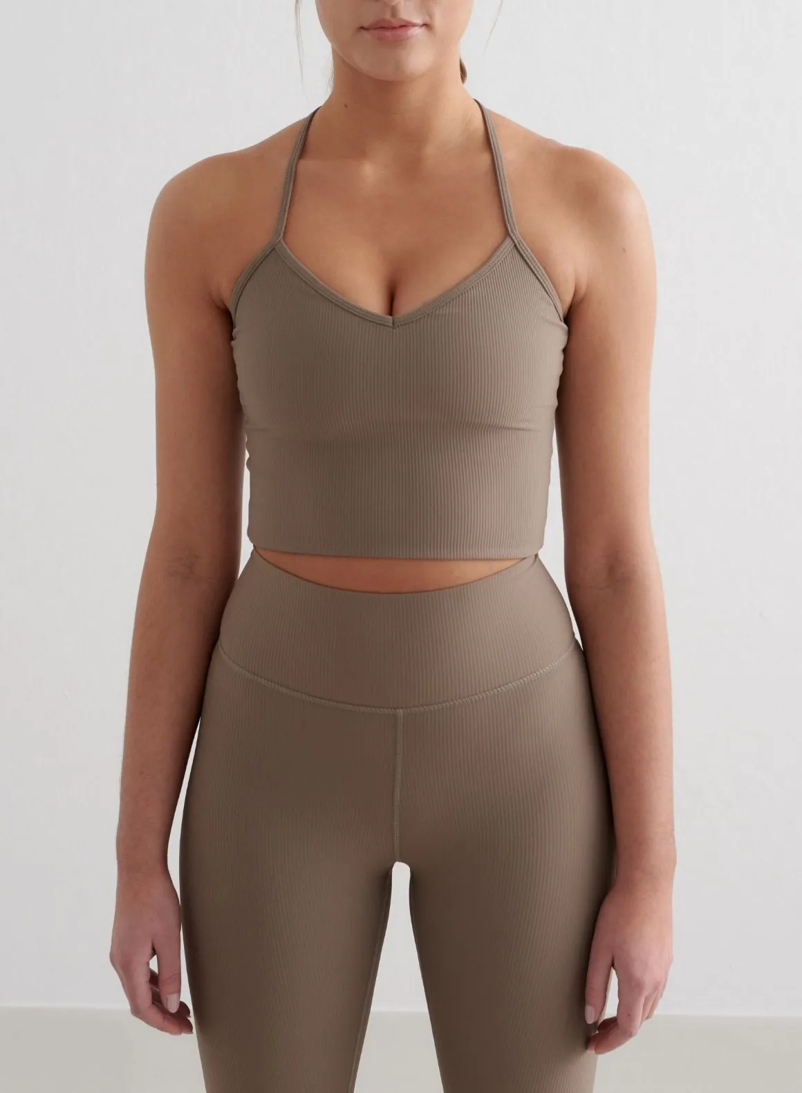 Nougat Ribbed Performance Bralette