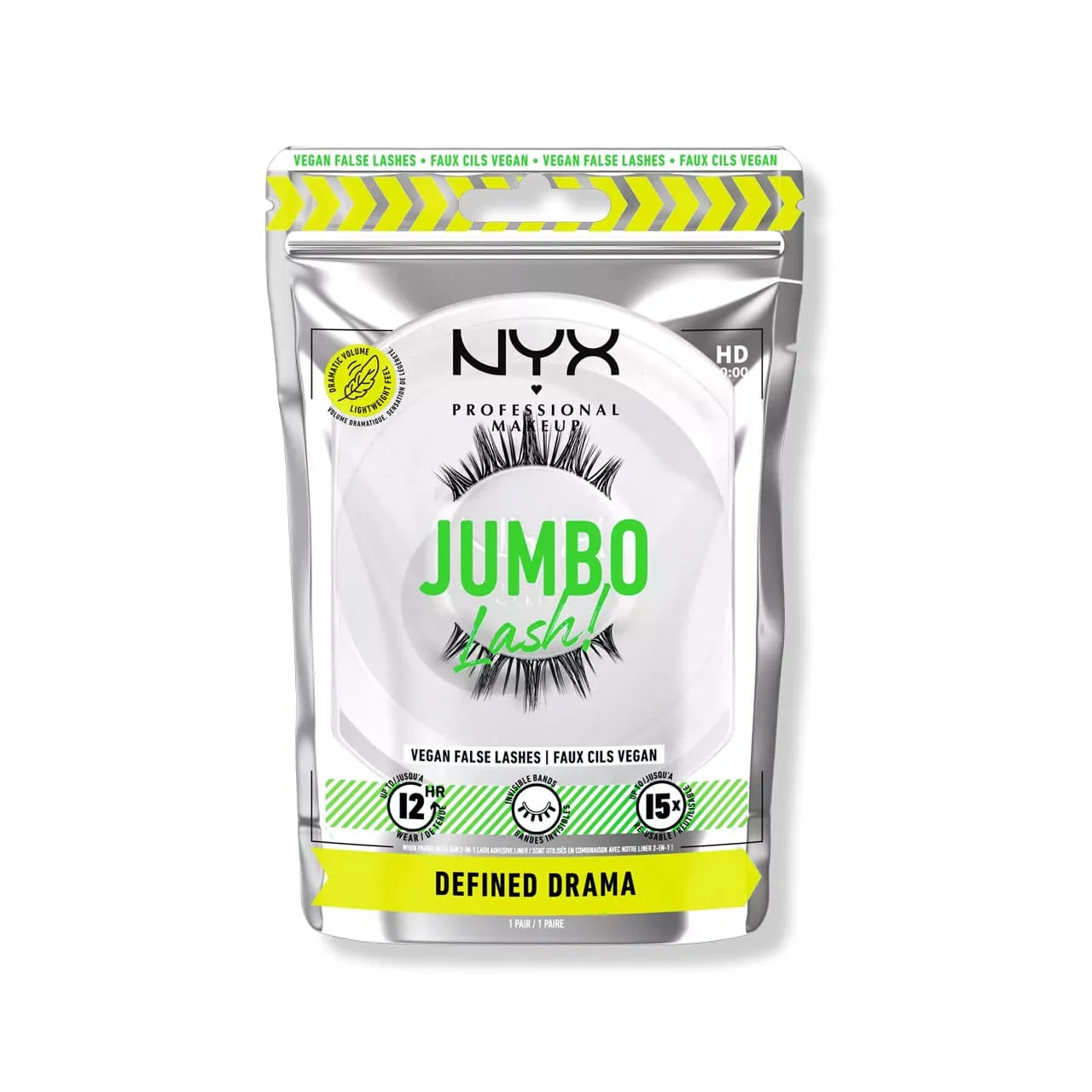 NYX Jumbo Lash Vegan False Lashes Reusable   Case Defined Drama