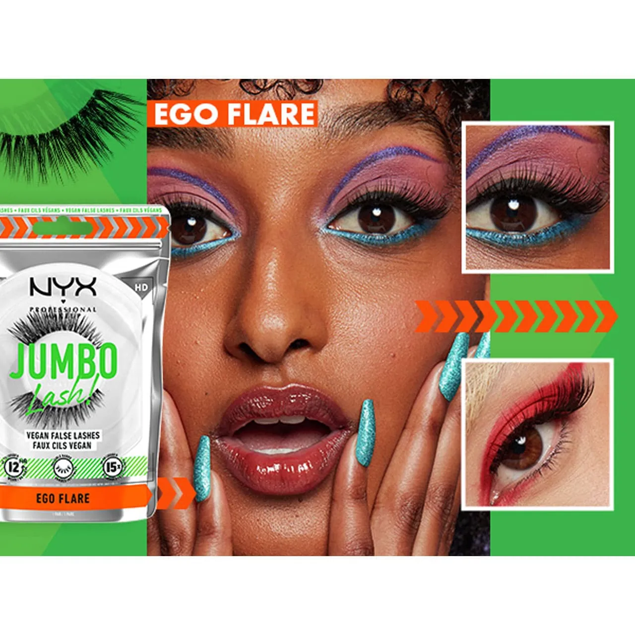 NYX Jumbo Lash Vegan False Lashes Reusable   Case Ego Flare