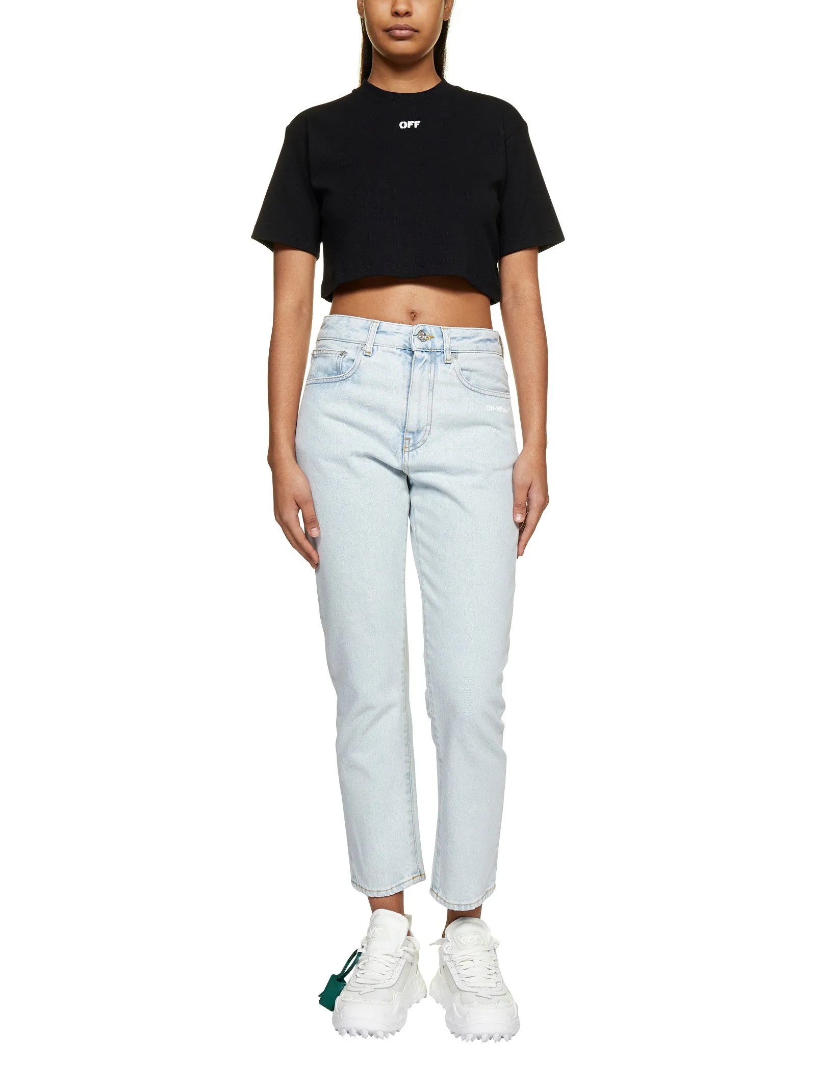 Off-White Logo Detailed Cropped T-Shirt