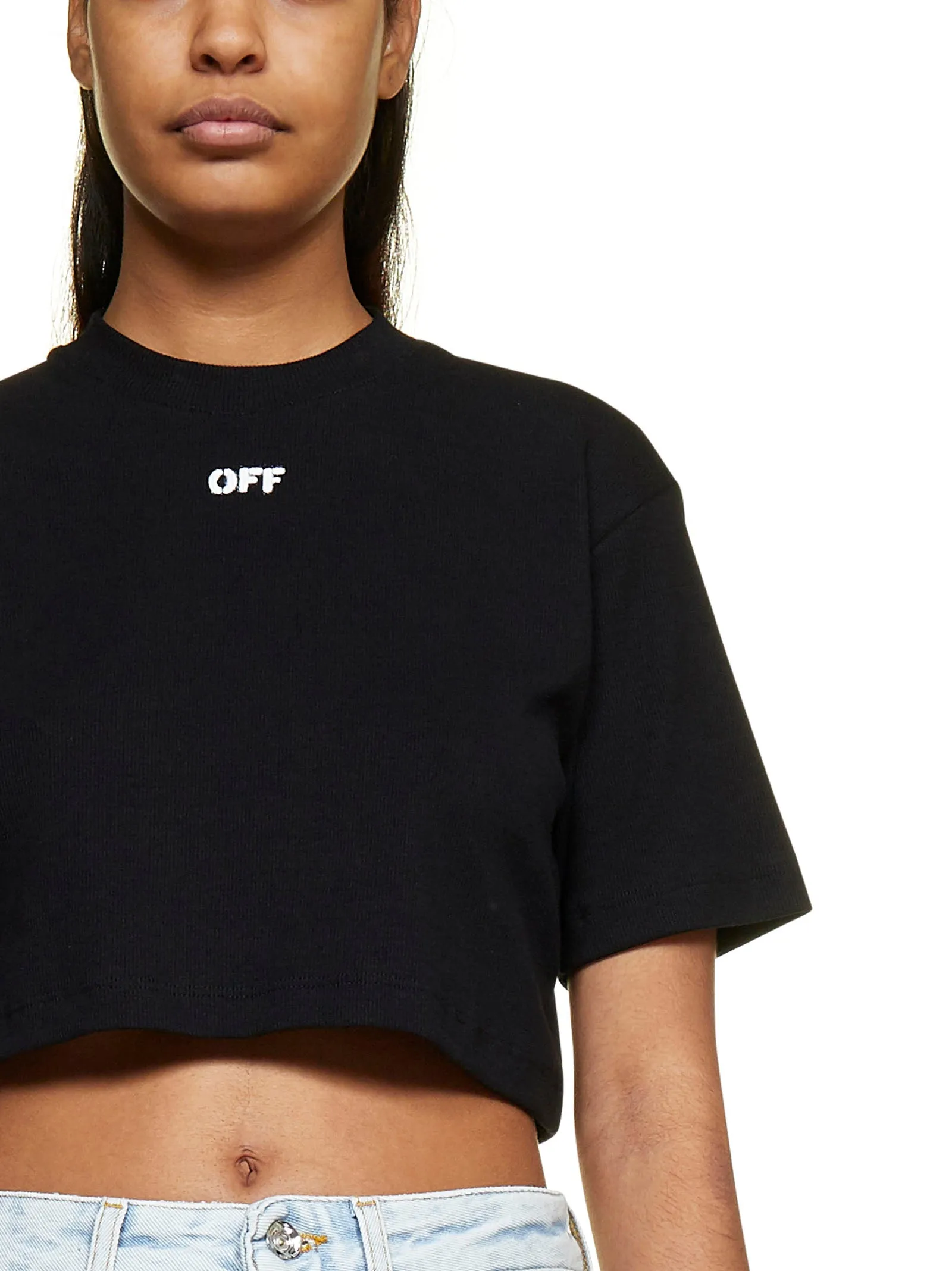 Off-White Logo Detailed Cropped T-Shirt