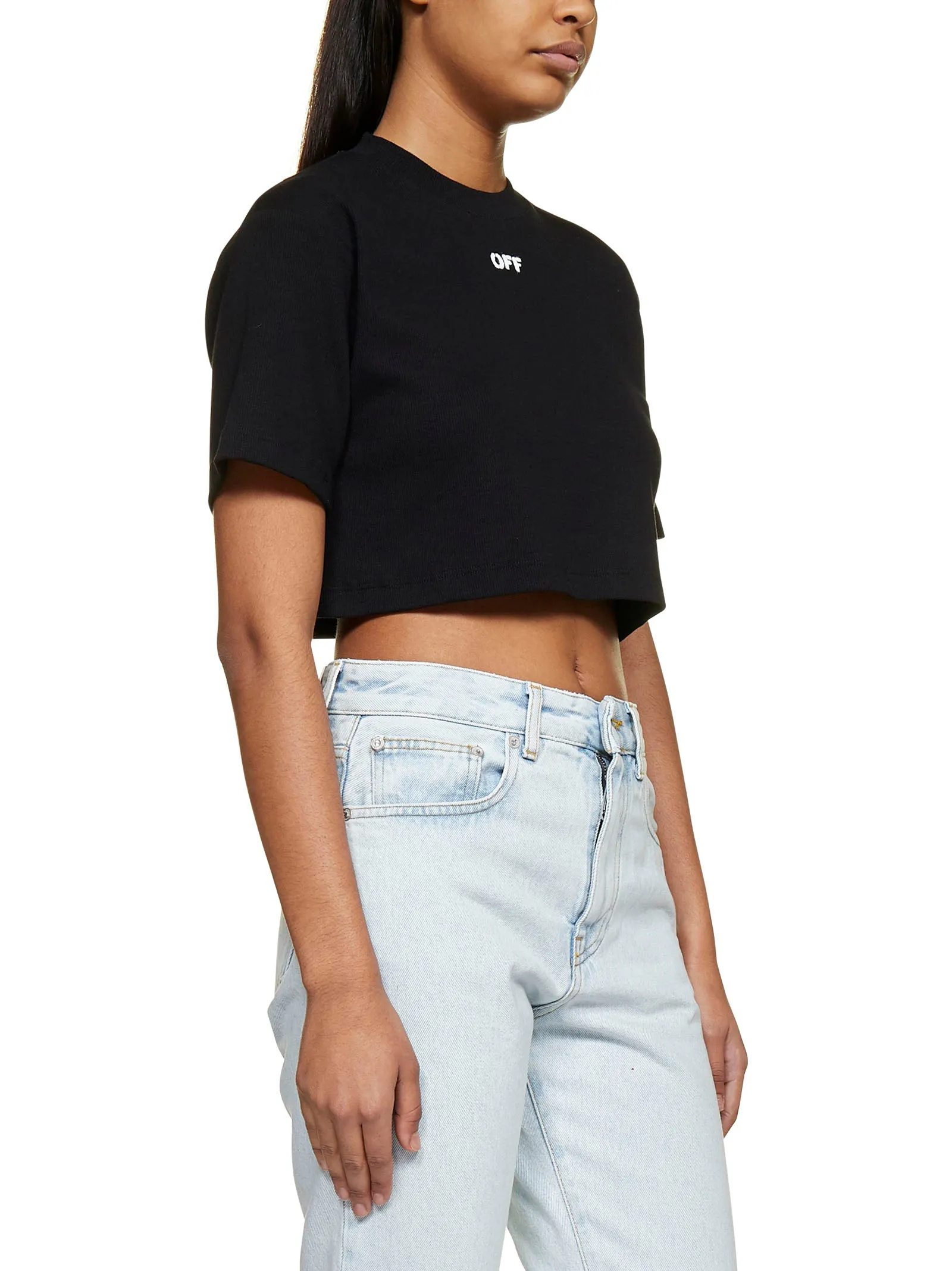 Off-White Logo Detailed Cropped T-Shirt