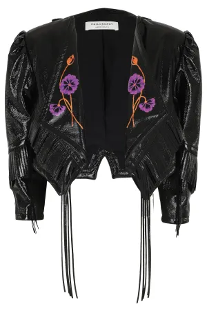 Philosophy Di Lorenzo Serafini Fringe-Detailed Cropped Jacket
