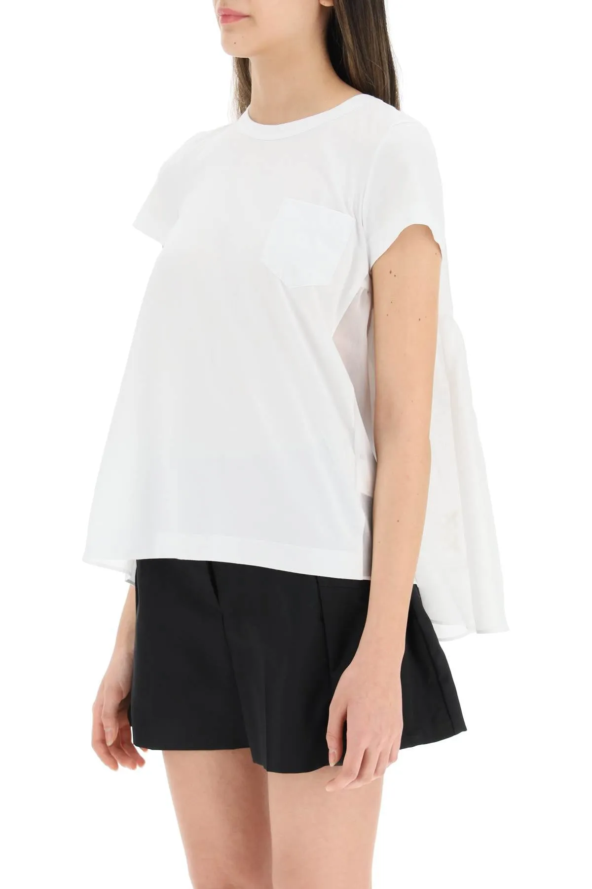 Sacai Panelled Lace Detailed T-Shirt