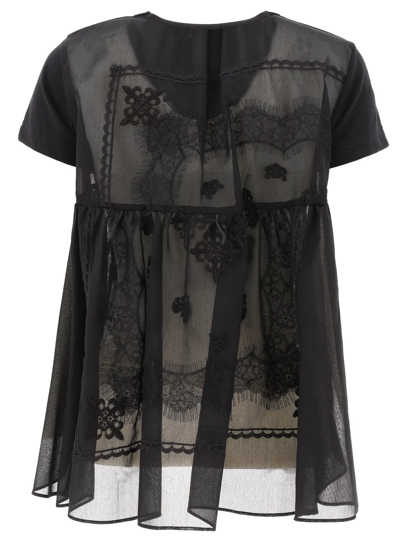 Sacai Panelled Lace Detailed T-Shirt