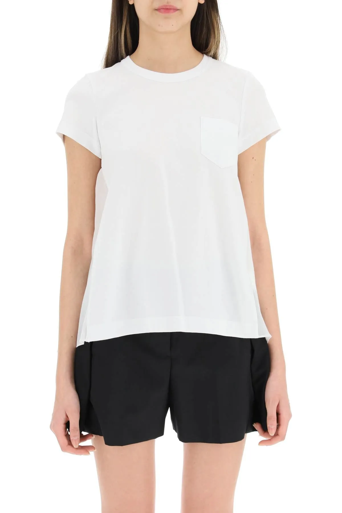 Sacai Panelled Lace Detailed T-Shirt