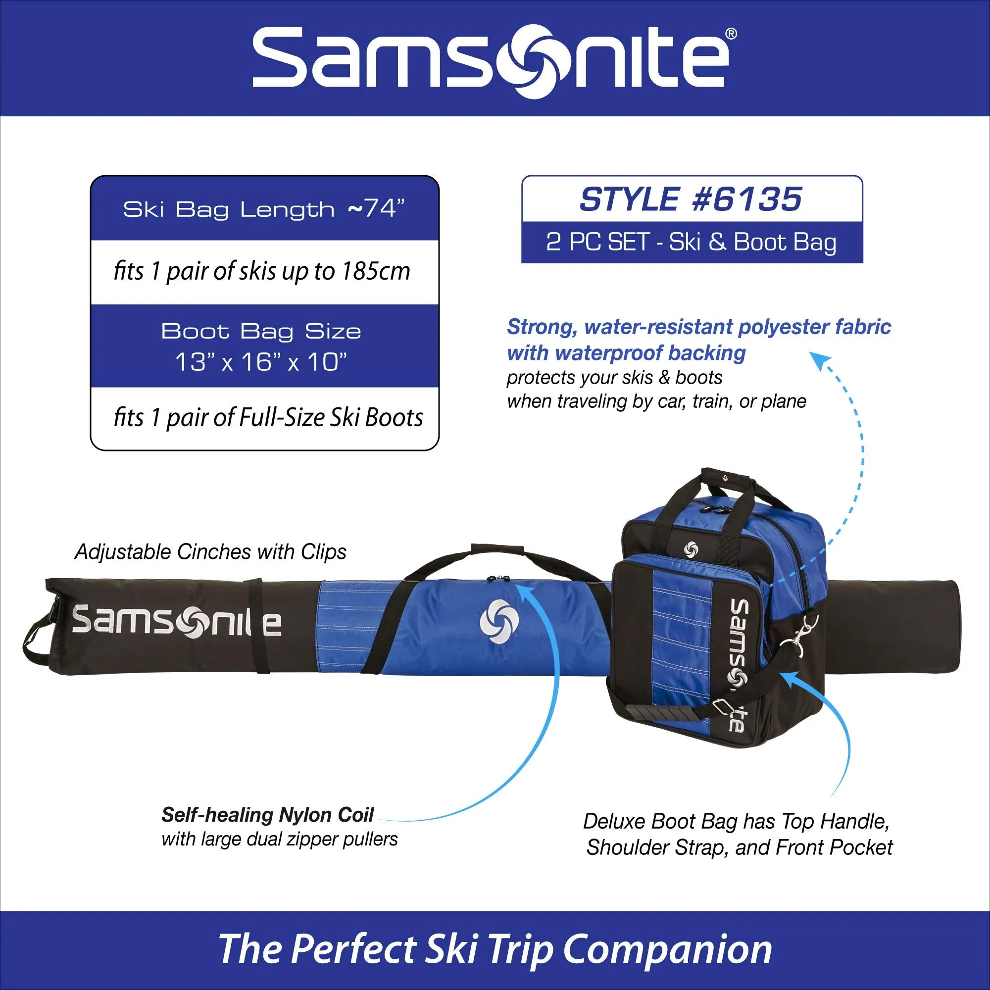 Samsonite Deluxe Ski and Boot Bag /2PC Set