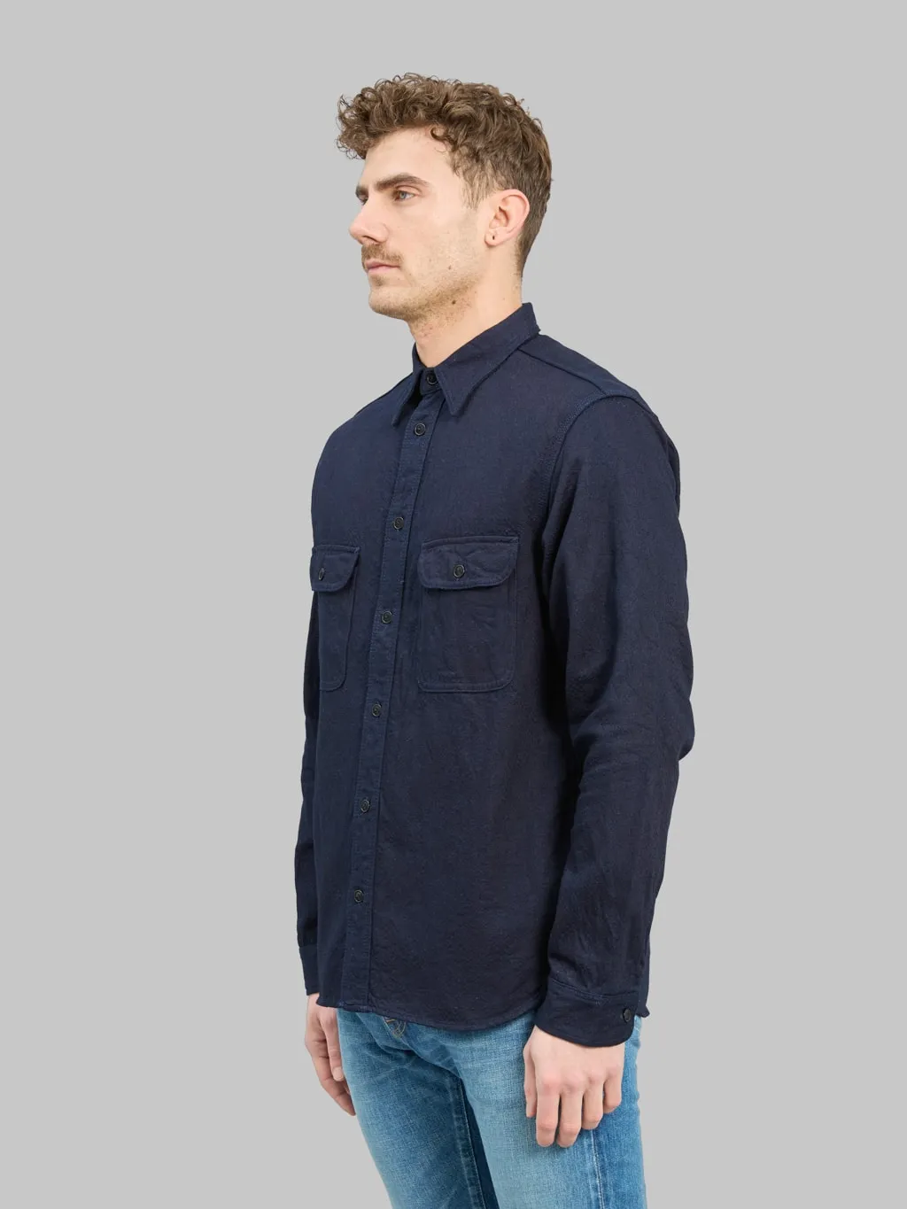 Samurai Jeans SSS25-01W Indigo Snake Jacquard Shirt