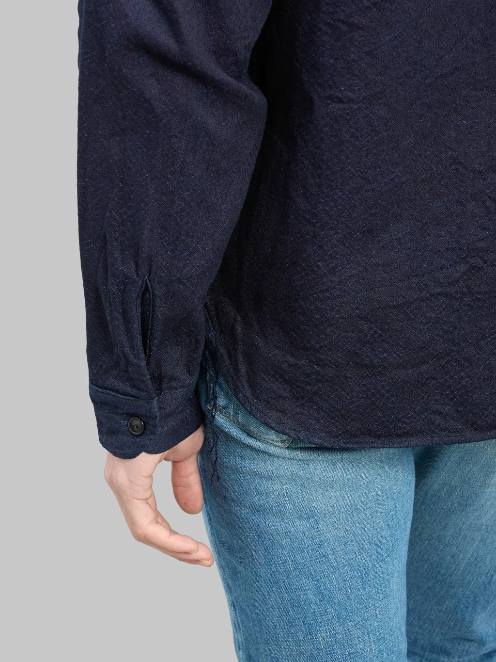 Samurai Jeans SSS25-01W Indigo Snake Jacquard Shirt