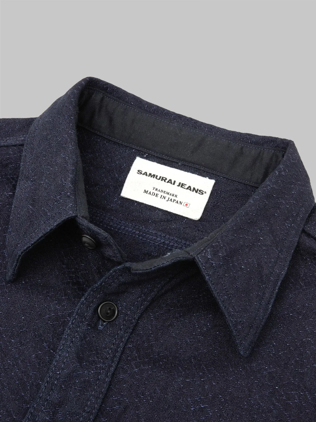Samurai Jeans SSS25-01W Indigo Snake Jacquard Shirt