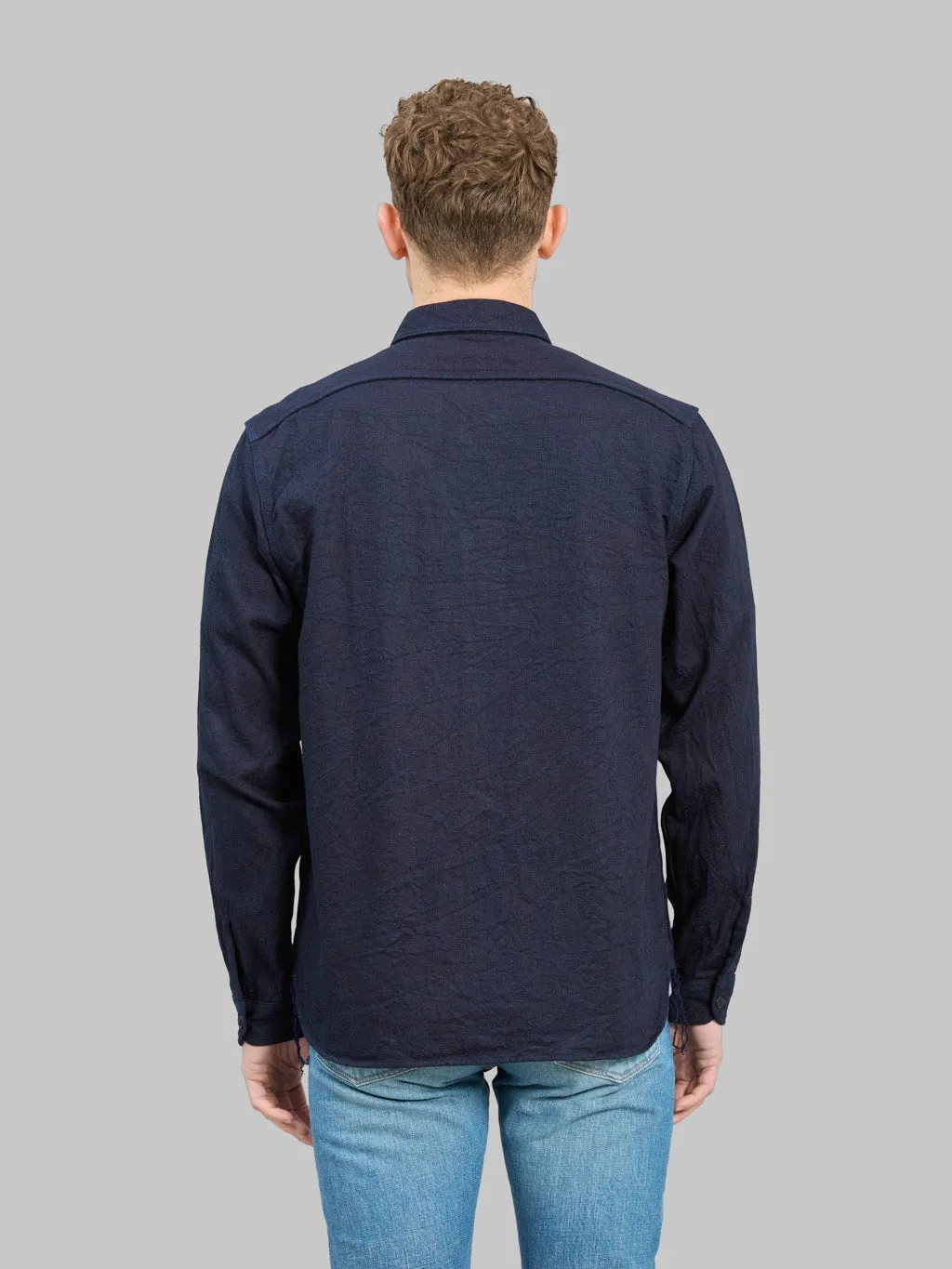 Samurai Jeans SSS25-01W Indigo Snake Jacquard Shirt