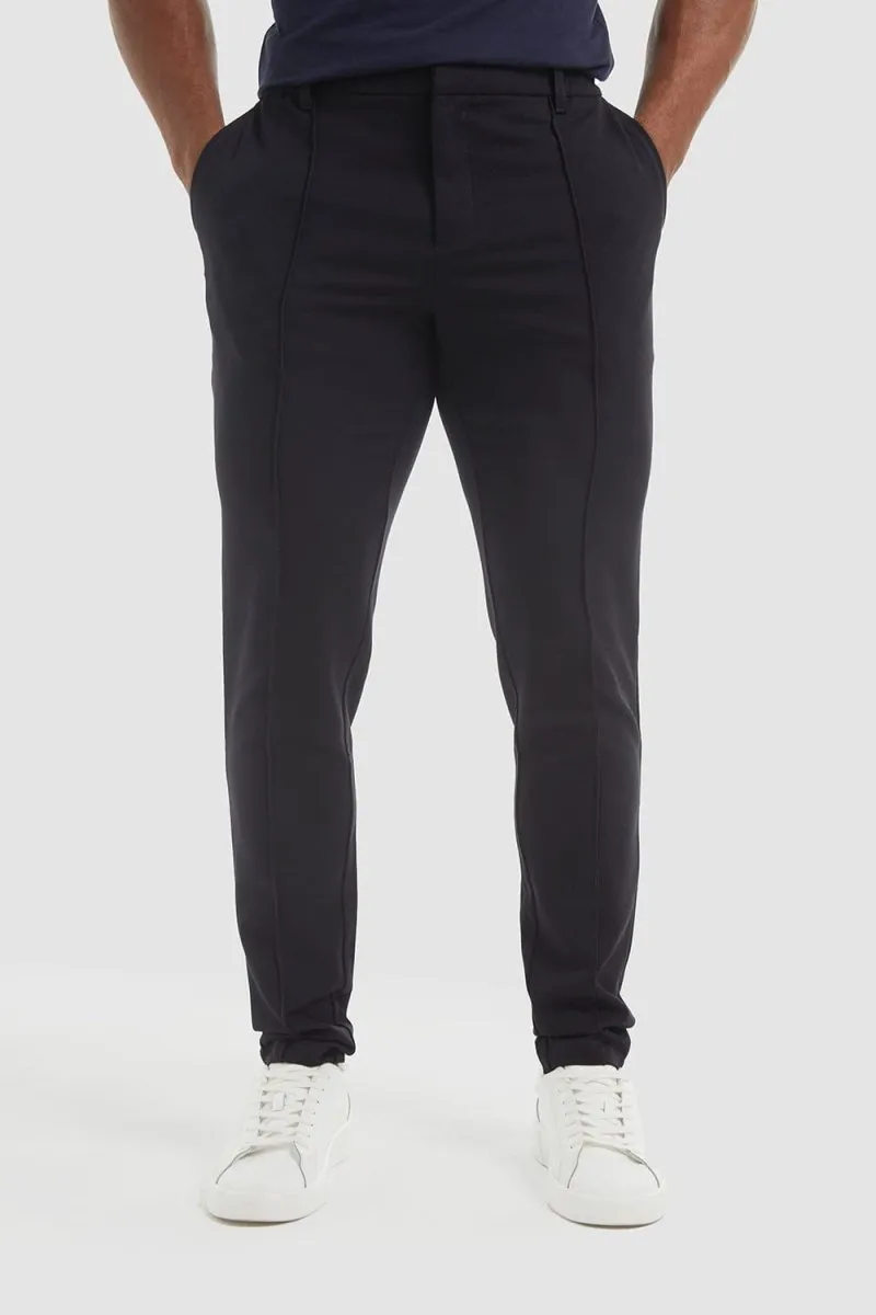 Stitched Crease Pants in Navy