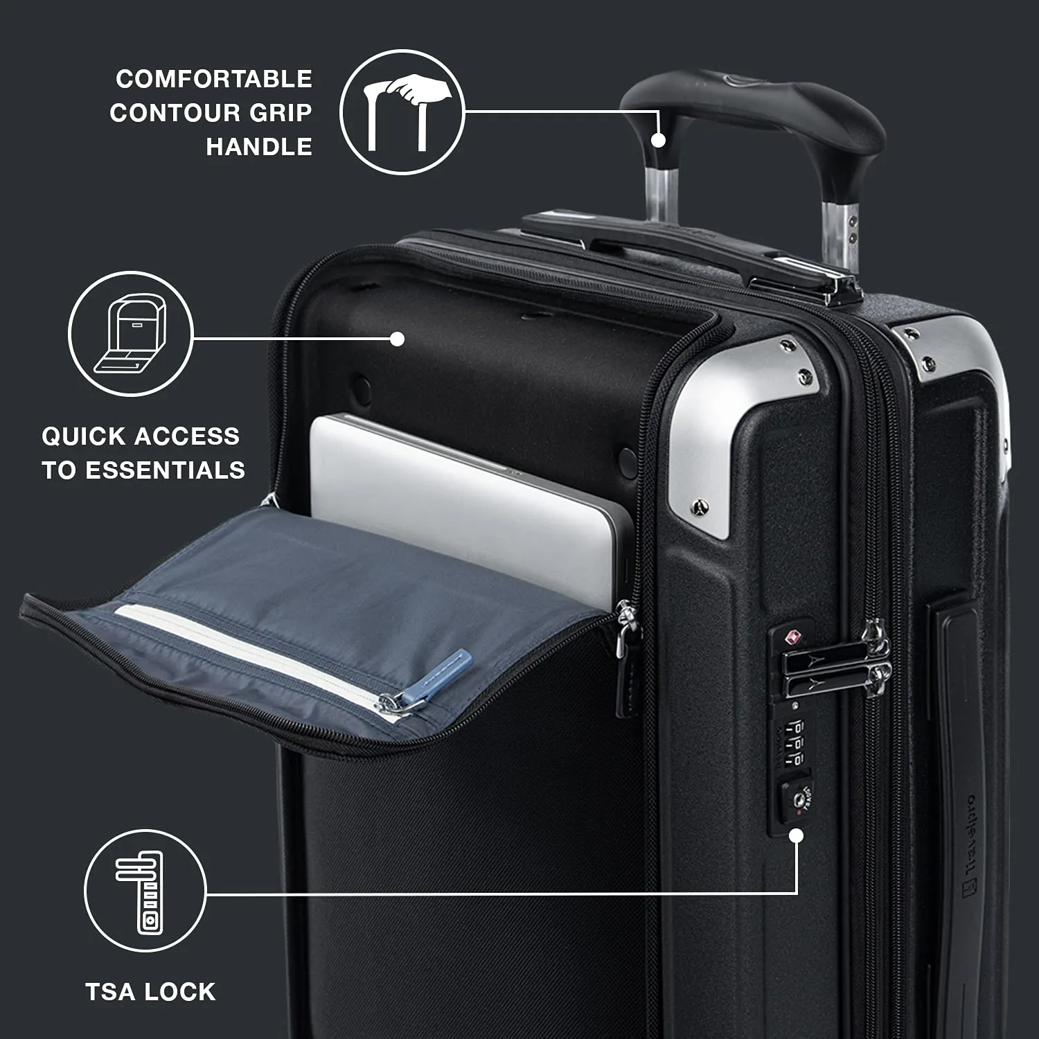 Travelpro Platinum Elite Hardside Expandable Spinner Wheel-Luggage TSA Lock Hard Shell Polycarbonate Suitcase, Compact Carry on Laptop Pocket 20-Inch