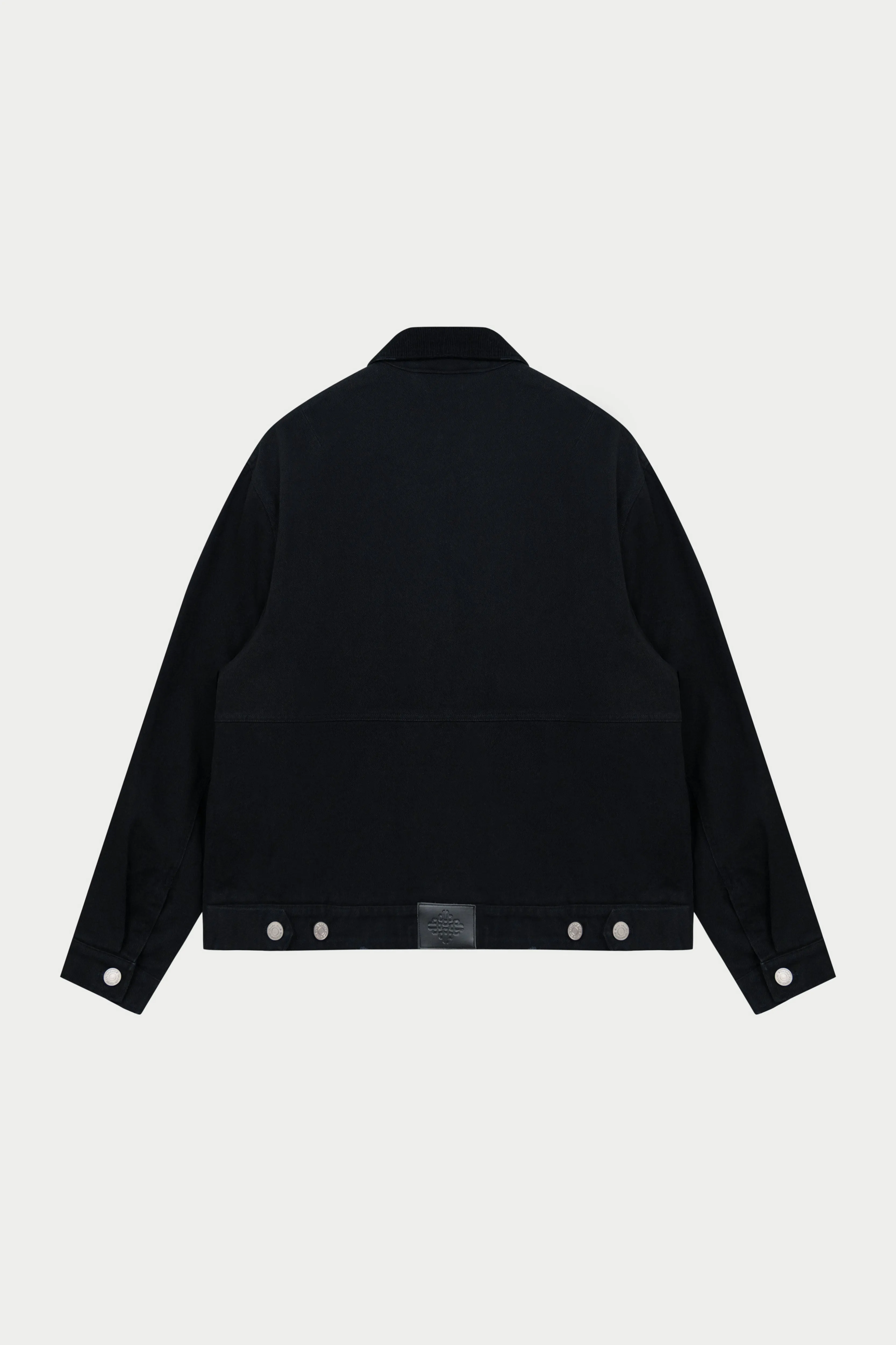 TWILL CONTRAST COLLAR JACKET - WASHED BLACK