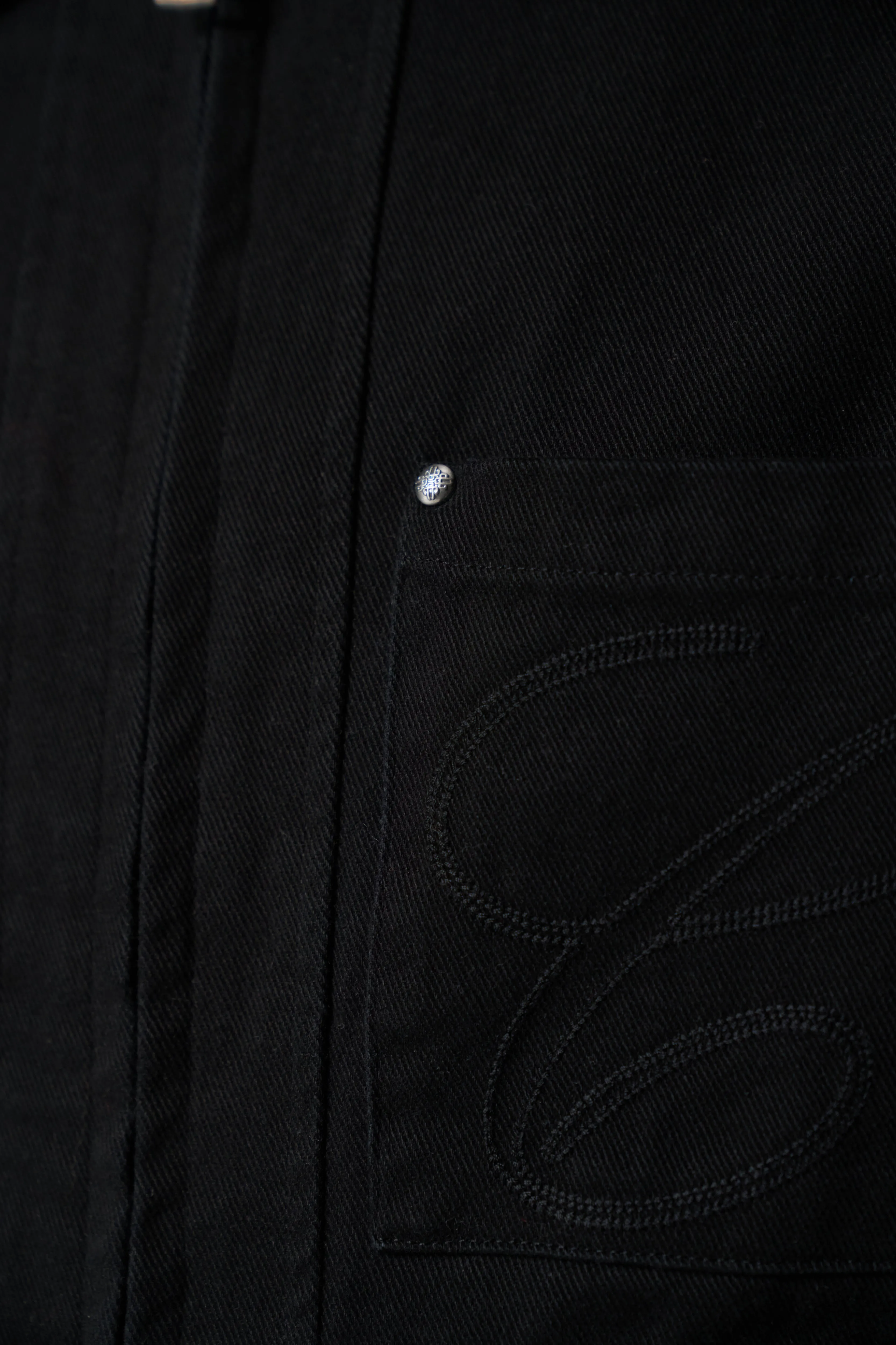 TWILL CONTRAST COLLAR JACKET - WASHED BLACK