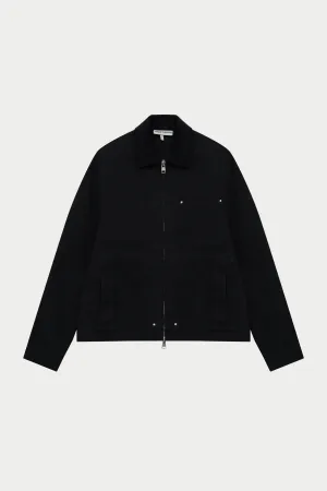 TWILL CONTRAST COLLAR JACKET - WASHED BLACK