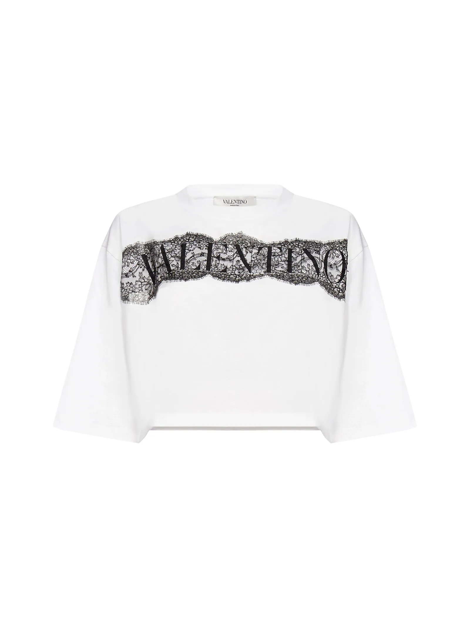 Valentino Lace-Detailed Cropped T-Shirt