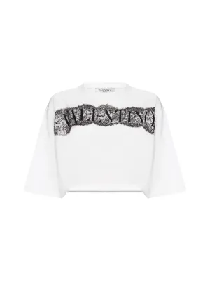 Valentino Lace-Detailed Cropped T-Shirt