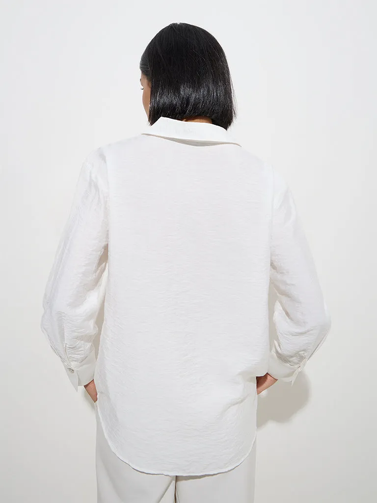 Wardrobe White Abstract Design Shirt