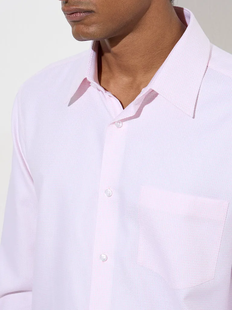 WES Formals Pink Checkered Slim-Fit Cotton Shirt