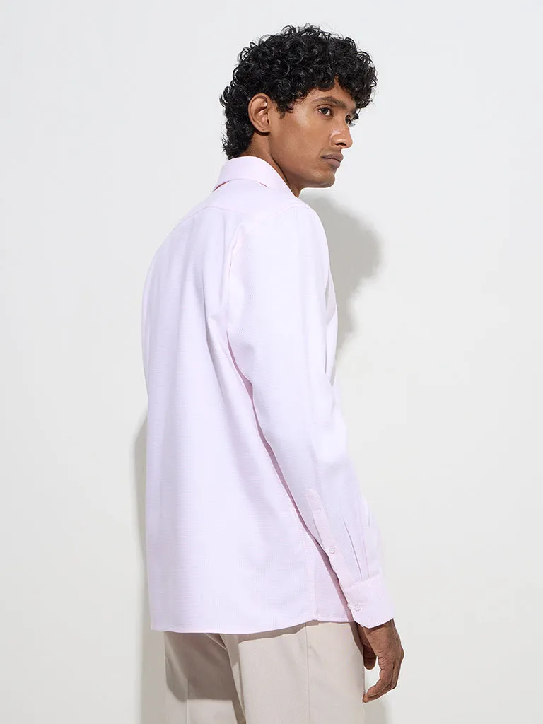 WES Formals Pink Checkered Slim-Fit Cotton Shirt