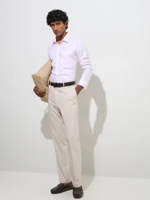 WES Formals Pink Checkered Slim-Fit Cotton Shirt
