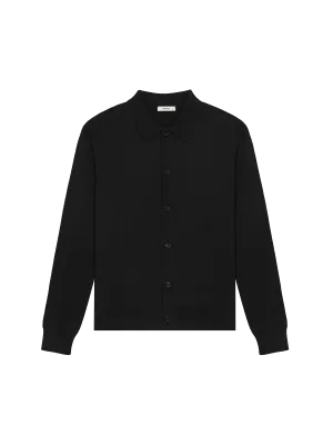 Womens DNA Knitted Collared Shirt—black