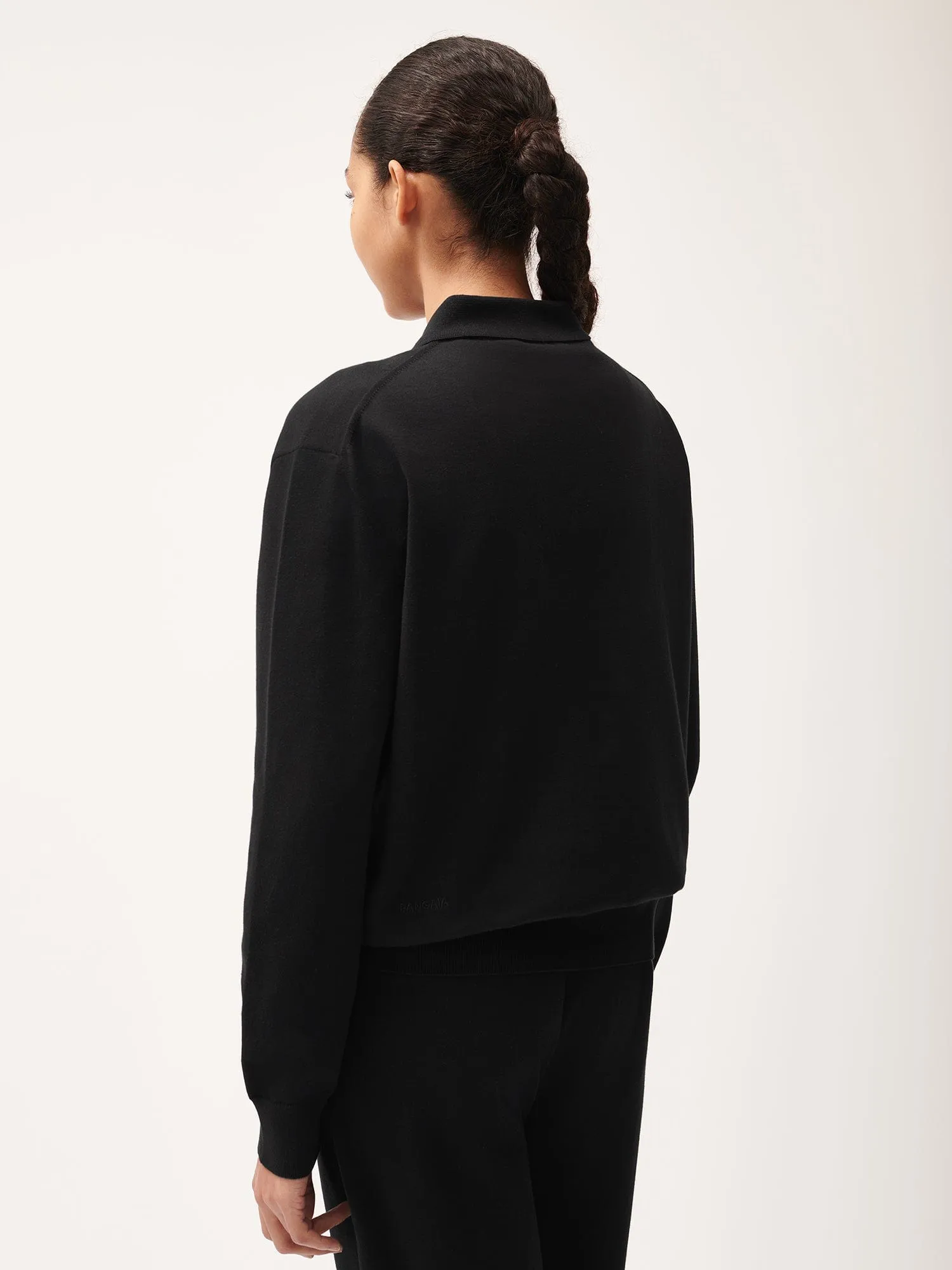 Womens DNA Knitted Collared Shirt—black