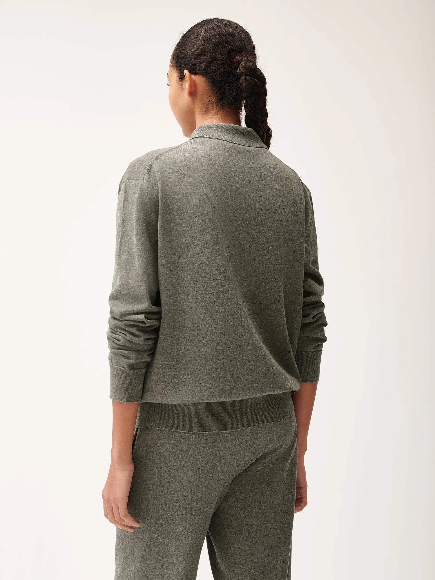 Womens DNA Knitted Collared Shirt—grey marl